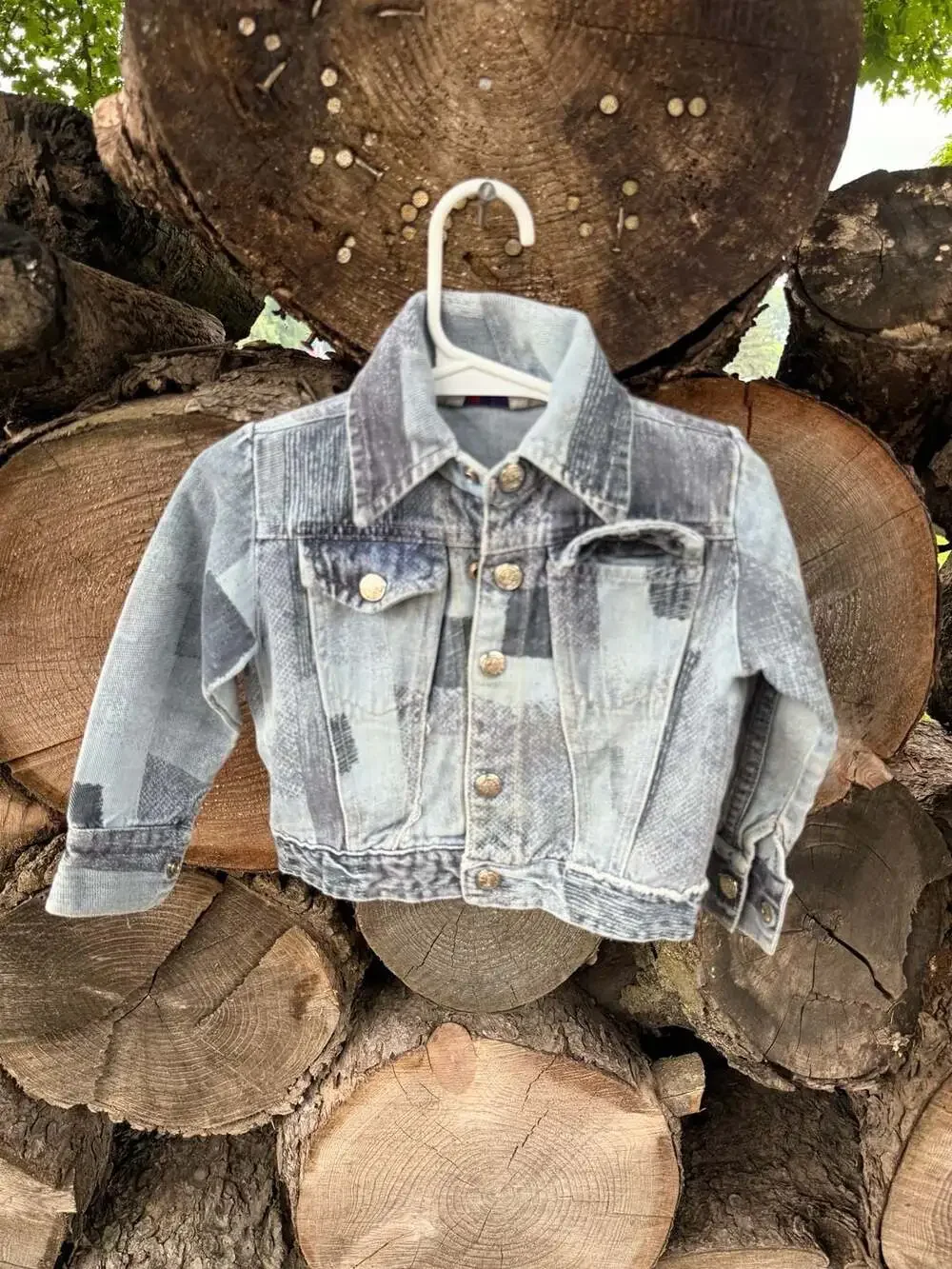 Cannon Ball Kids Vintage Patchwork Print Denim Jacket